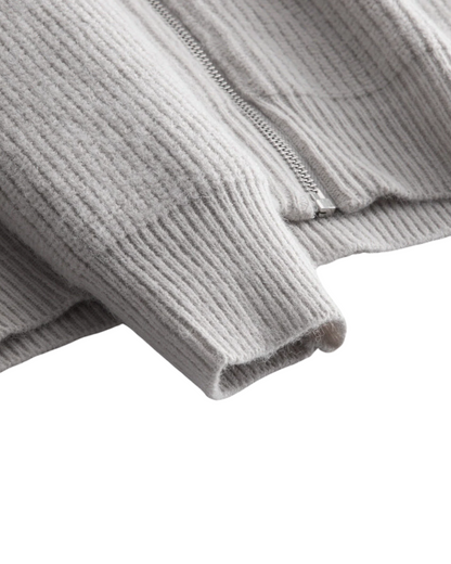 Vier Jahreszeiten Merinowolle Strickjacke mit Reißverschluss