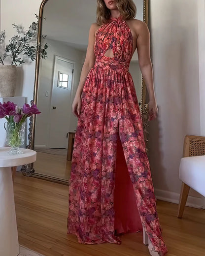 Isa Luna | Rückenfreies Maxikleid mit Blumenprint