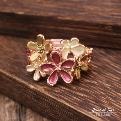 DAISY PINK ENAMEL RING