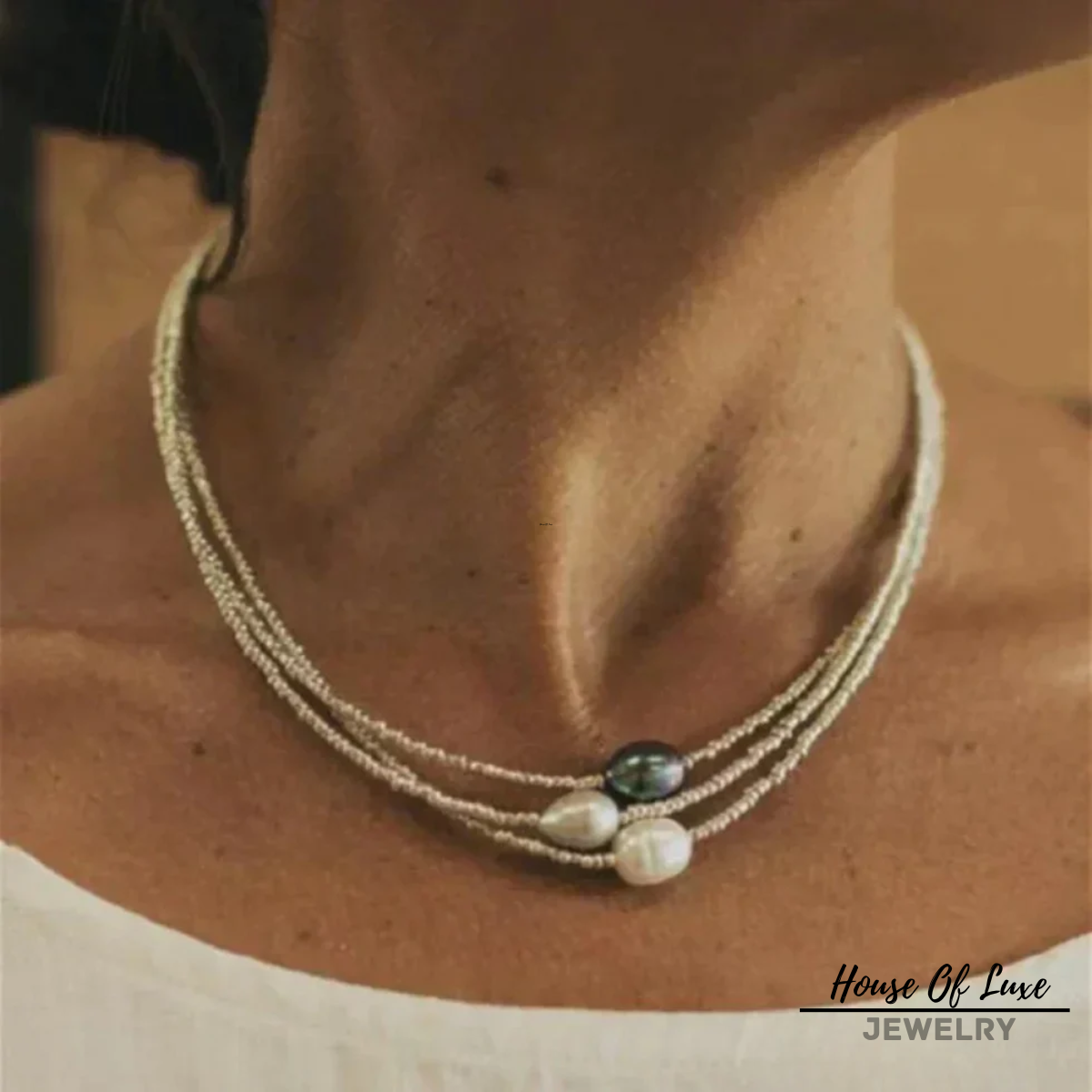 Vintage Süßwasserperlen Halskette