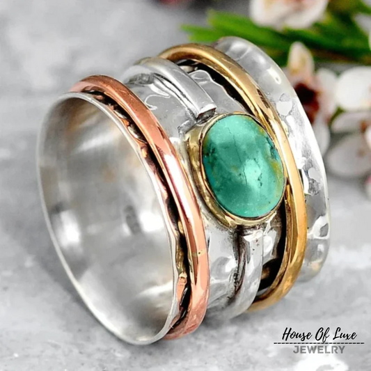 Coco Vintage Gold & Silber Türkis Ring