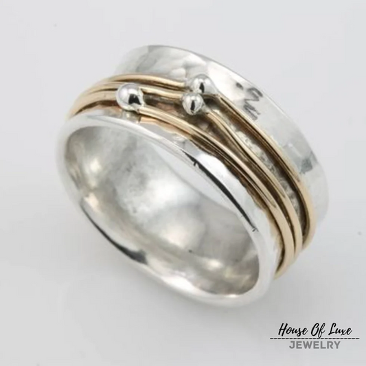 Shine Vintage Gold geschichteter Silberring