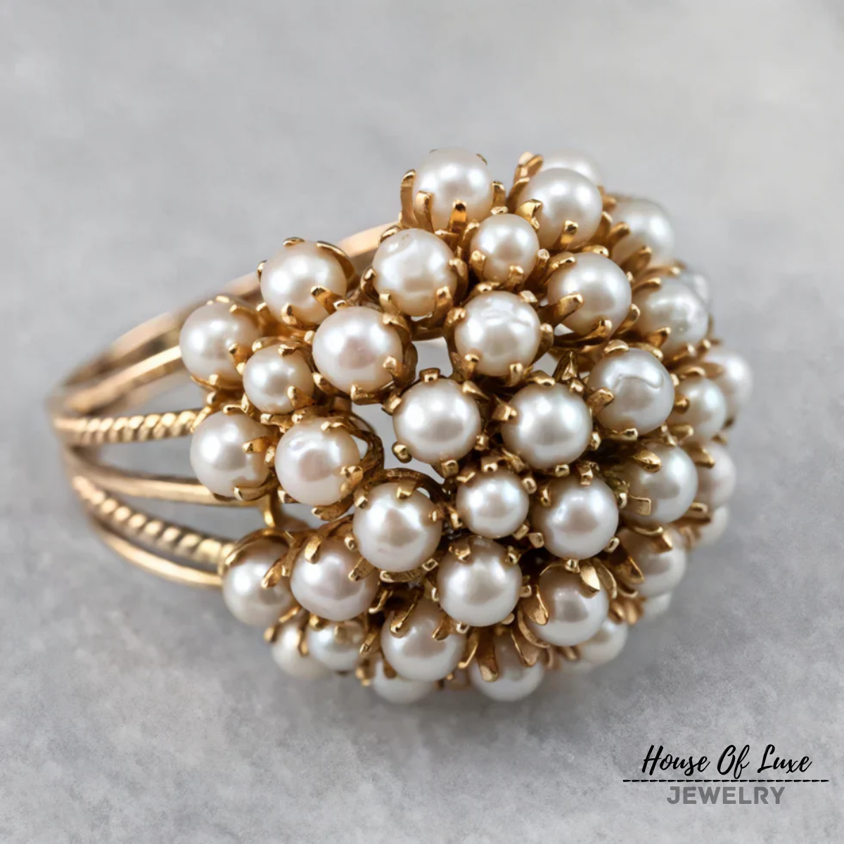 BLUSH INLAID PEARLS RING