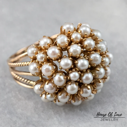 BLUSH INLAID PEARLS RING