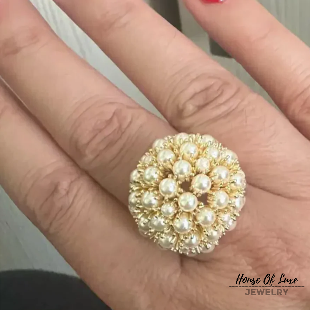 BLUSH INLAID PEARLS RING