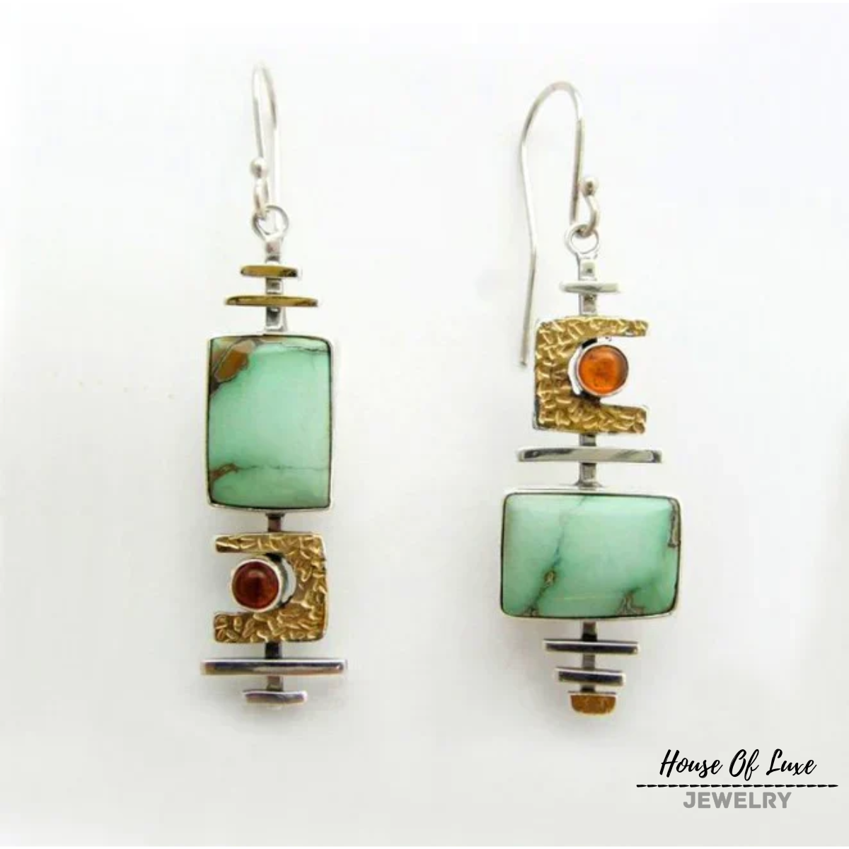 BOHO EARRINGS WITH EMERALD SILVER