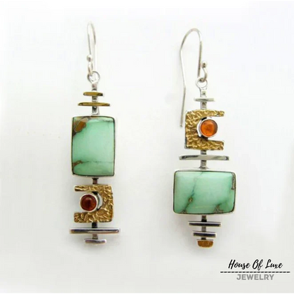 BOHO EARRINGS WITH EMERALD SILVER