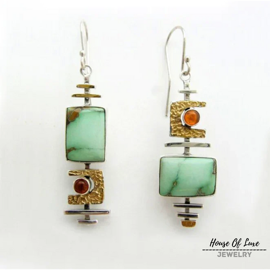 BOHO EARRINGS WITH EMERALD SILVER