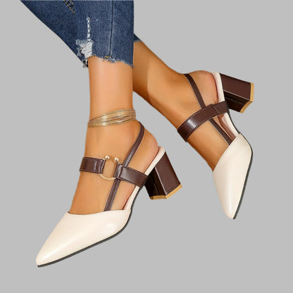 Camila – Zweifarbige Schnallen-Slingbacks