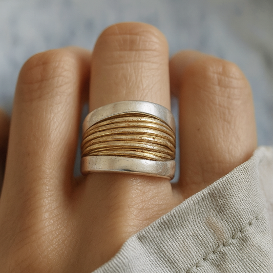 Silber goldene Fäden Ring