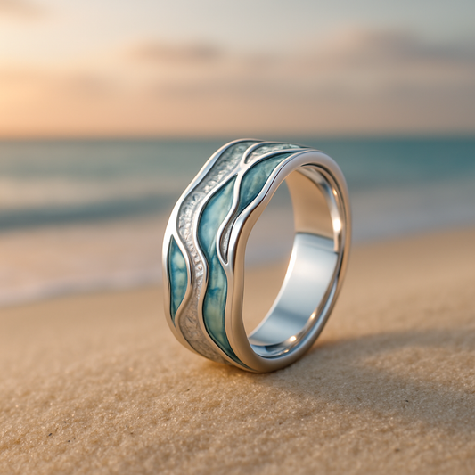 Bague Turquoise Vagues argentées