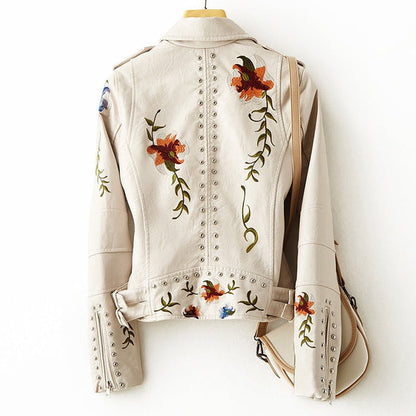 Sofia™ | Stilvolle Bikerjacke mit Blumenstickerei